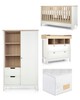 Harwell 4 Piece Cotbed with Dresser Changer, Wardrobe, and Essential Fibre Mattress Set